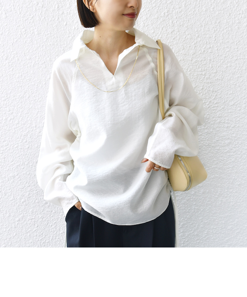 【WEB限定】〈洗濯機可能〉シアー ハイネック 2WAY ブラウス