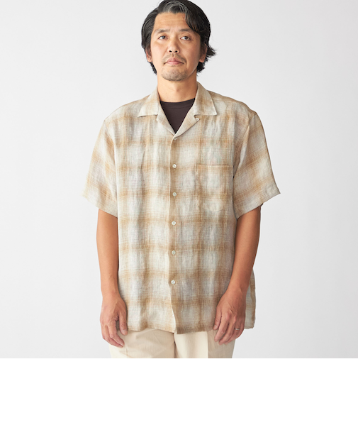 Southwick Gate Label: リネン オンブレチェック ショートスリーブ シャツ
