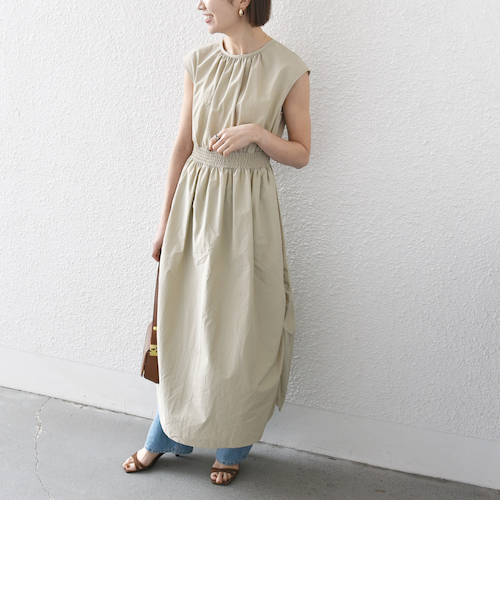 Nell:〈手洗い可能〉バンドカラーダブルポケットワンピース｜シップス