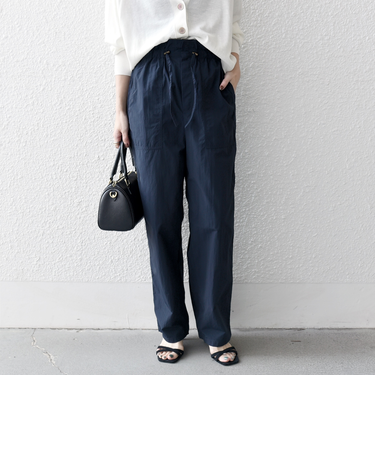 SHIPS any:〈洗濯機可能〉ナイロン ウエスト ドローコード セミ ワイド パンツ