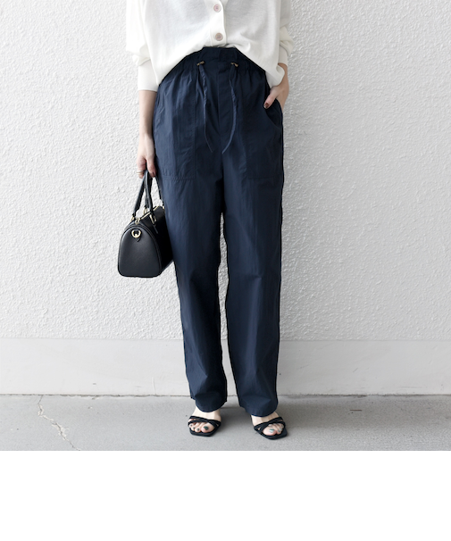SHIPS any:〈洗濯機可能〉ナイロン ウエスト ドローコード セミ ワイド パンツ