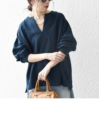 《追加予約》SHIPS any:〈洗濯機可能〉USAコットン 裏毛 スキッパー ルーズ スウェット