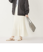 SHIPS Colors:〈手洗い可能〉カットジャカード マーメイド スカート