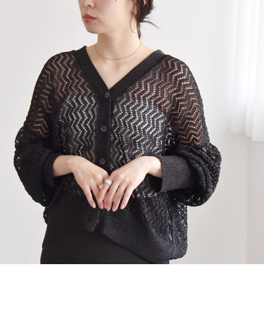 quaranciel:〈手洗い可能〉バルキーレース ドルマン スリーブ カーディガン