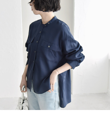 quaranciel:〈手洗い可能〉ドレッシー ワーク ポケット シャツ