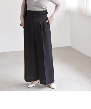 quaranciel: バスケット ハイウエスト ワイド パンツ