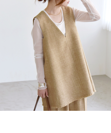 quaranciel: バスケット Aライン フリンジ ベスト