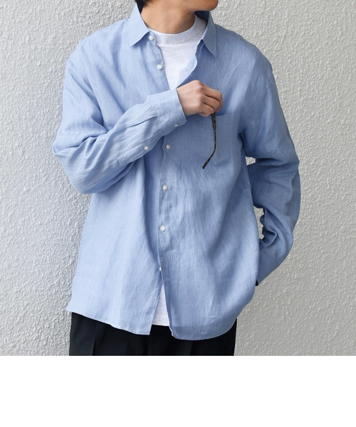 SHIPS any:〈洗濯機可能〉ピュアリネン レギュラーカラー シャツ◇