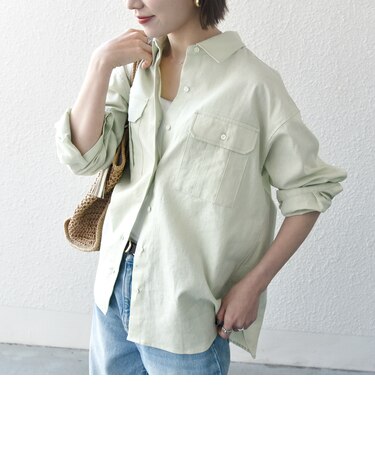 SHIPS any:〈洗濯機可能〉リネン ミックス ワーク ポケット シャツ