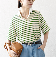 SHIPS any:〈洗濯機可能〉パイル ボーダー ラガーTEE