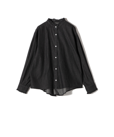 SHIPS Colors:〈洗濯機可能〉フリルネック デニム シャツ