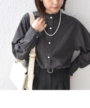 【WEB限定】〈洗濯機可能〉フリルネック デニム シャツ◆