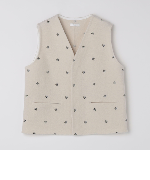 RIER walkerベスト RIER(リア) ”WALKER GILET FLOWERS BLACK花柄ベスト96-08-24