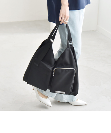 quaranciel: ワーク ポケット Vカット ナイロン トート バッグ（A4対応）