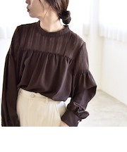 《一部追加予約》quaranciel:〈手洗い可能〉ラッセル レース フィブリル ブラウス