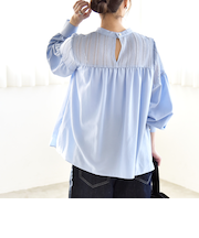 《一部追加予約》quaranciel:〈手洗い可能〉ラッセル レース フィブリル ブラウス