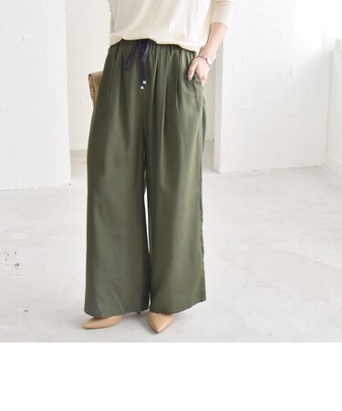 quaranciel:〈手洗い可能〉タック イージー ワイド パンツ
