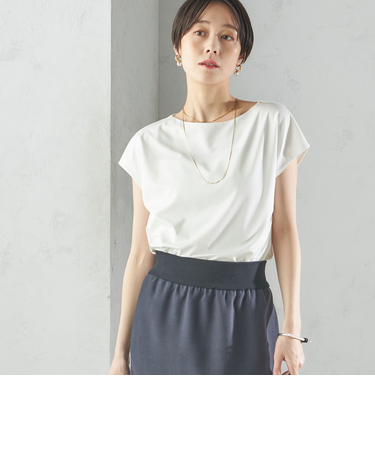 〈手洗い可能〉SORONA(R) ボートネック TEE