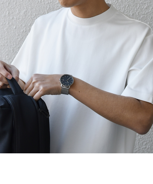 SHIPS any: デザイン リブ ハイゲージ ポンチ クルーネック Tシャツ◇