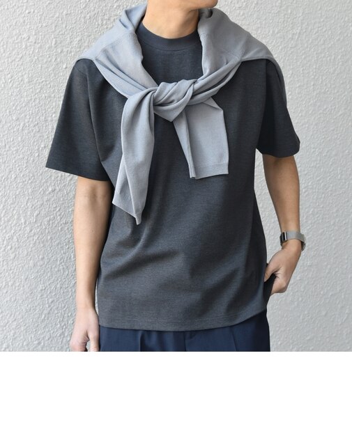 SHIPS any: デザイン リブ ハイゲージ ポンチ クルーネック Tシャツ◇