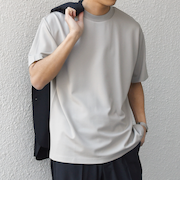 SHIPS any: デザイン リブ ハイゲージ ポンチ クルーネック Tシャツ◇