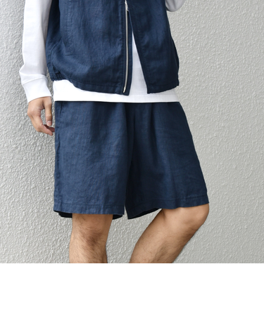 SHIPS any:〈洗濯機可能〉NOVELTEX リネン イージー ショーツ(セットアップ対応)◇