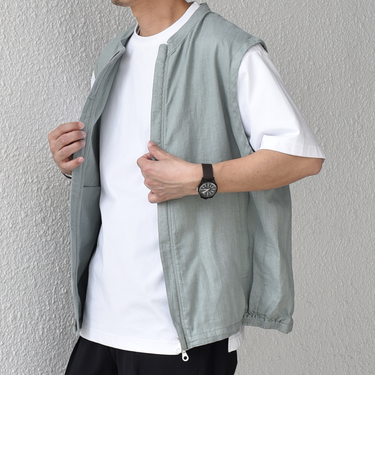 SHIPS any:〈洗濯機可能〉NOVELTEX リネン ジップ ベスト(セットアップ対応)◇