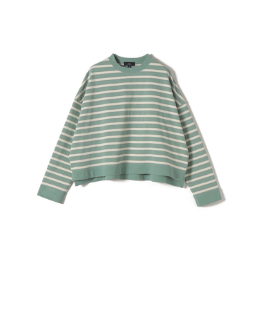 SHIPS Primary Navy Label:コットン ボーダー クルーネック プルオーバー