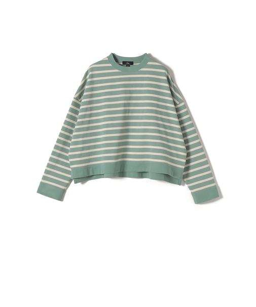 SHIPS Primary Navy Label:コットン ボーダー クルーネック プルオーバー