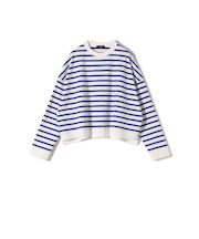 SHIPS Primary Navy Label:コットン ボーダー クルーネック プルオーバー