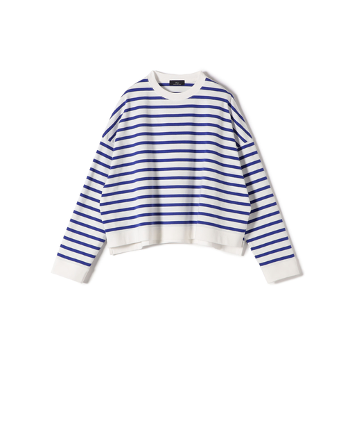 SHIPS Primary Navy Label:コットン ボーダー クルーネック プルオーバー