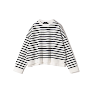 SHIPS Primary Navy Label:コットン ボーダー クルーネック プルオーバー