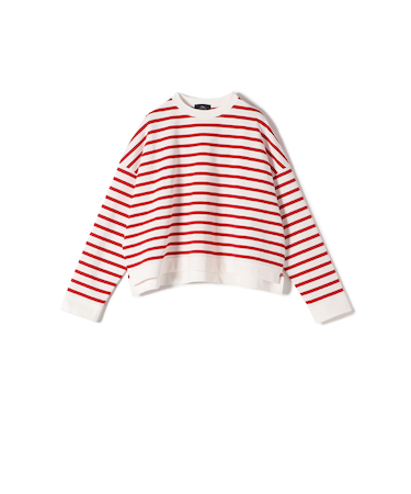 SHIPS Primary Navy Label:コットン ボーダー クルーネック プルオーバー