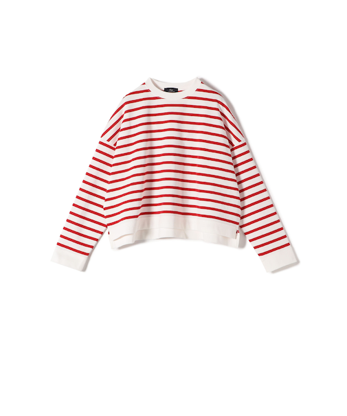 SHIPS Primary Navy Label:コットン ボーダー クルーネック プルオーバー