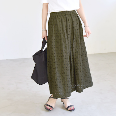 quaranciel:〈手洗い可能〉フラワー レース ランダム タック スカート