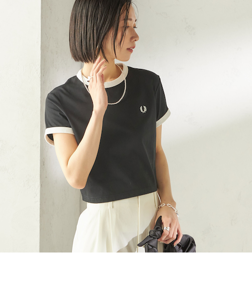 《一部追加予約》FRED PERRY:G9163 CROPPED RINGER TEE
