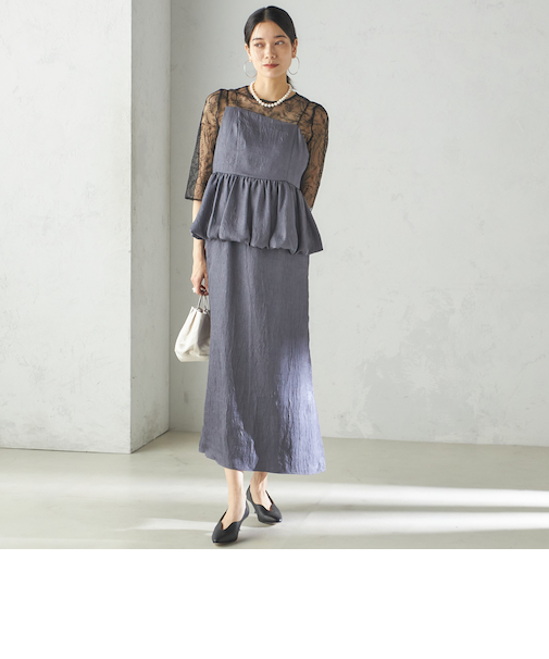 〈結婚式・パーティ〉kaene:バルーン ペプラム ドレス