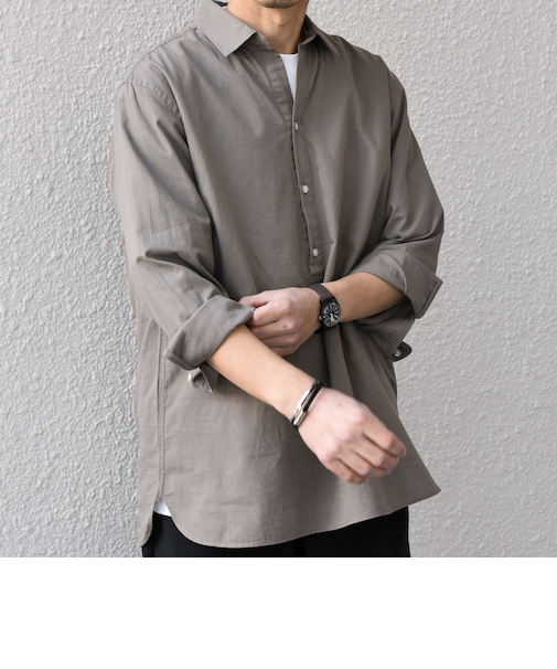 SHIPS any:〈洗濯機可能〉コットン/リネン 7分袖  スキッパー プルオーバー シャツ 25SS◇