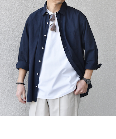 SHIPS any:〈洗濯機可能〉コットン/リネン ７分袖 レギュラー シャツ 25SS◇