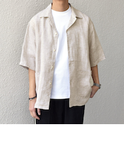 SHIPS any: ピュアリネン キャンプポケット ハーフスリーブ オープン シャツ◇
