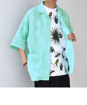 SHIPS any: ピュアリネン キャンプポケット ハーフスリーブ オープン シャツ◇
