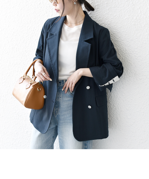 SHIPS any:〈手洗い可能〉コードレーン ストライプ オーバー テーラード ジャケット