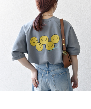 【SHIPS any別注】athletic wear MASON: スマイルマーク/刺繍 スウェット Tシャツ◇
