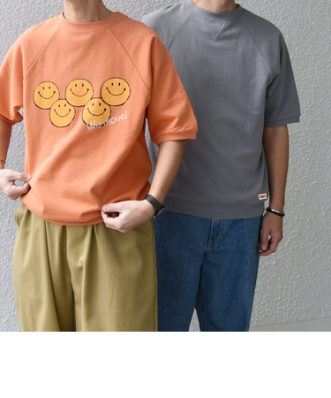 【SHIPS any別注】athletic wear MASON: スマイルマーク/刺繍 スウェット Tシャツ◇