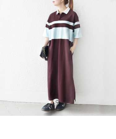 SHIPS any:〈洗濯機可能〉カノコ ワイドボーダー ポロシャツ ワンピース