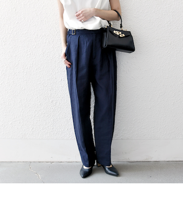 SHIPS any:〈洗濯機可能〉ヨーロピアンフラックス リネン タック グルカ イージー パンツ