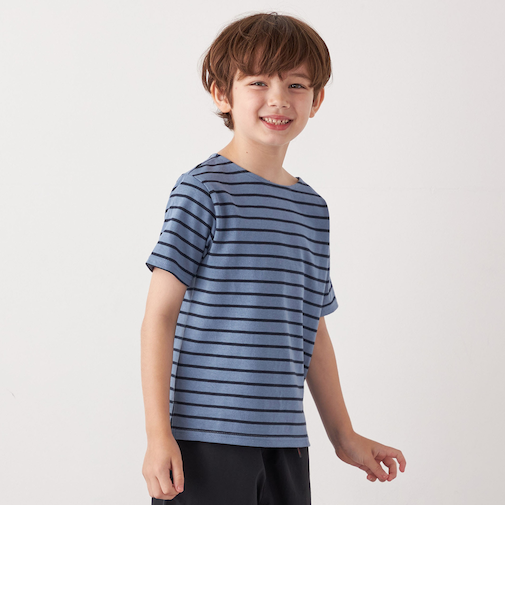 SHIPS any:  マリンボーダー ボートネック Tシャツ<KIDS>