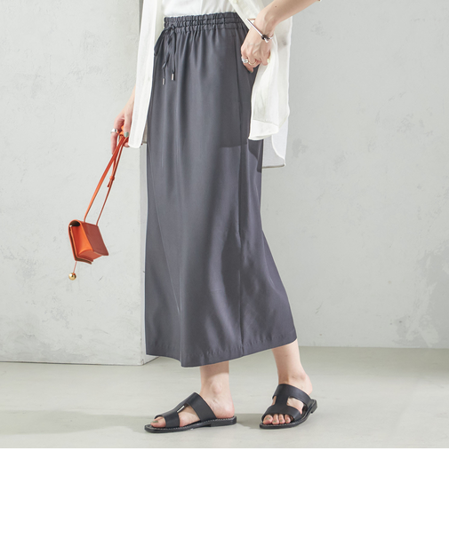 〈手洗い可能〉キュプラ混 ツイル ドロスト スカート