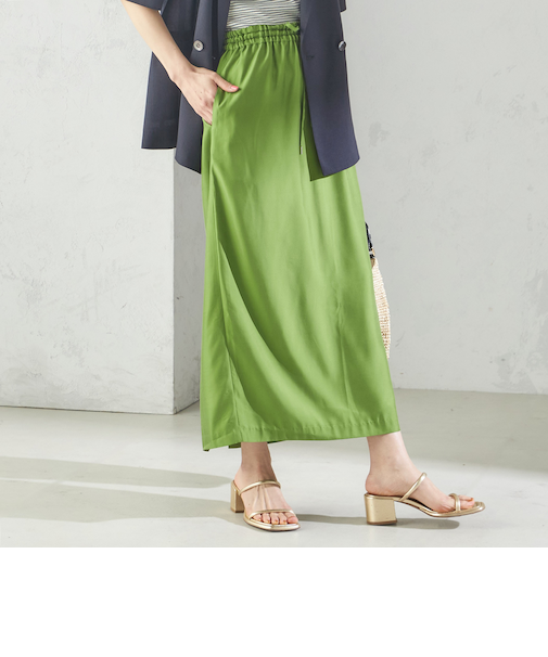 〈手洗い可能〉キュプラ混 ツイル ドロスト スカート