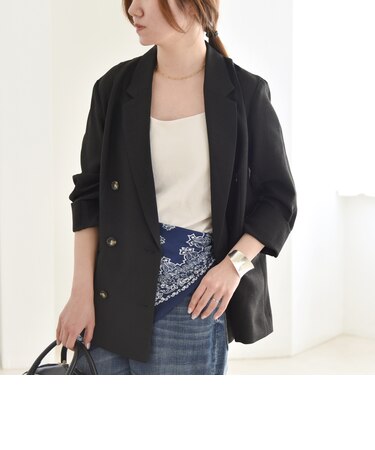 quaranciel:〈手洗い可能〉メッシュ ダブルブレスト テーラード ジャケット